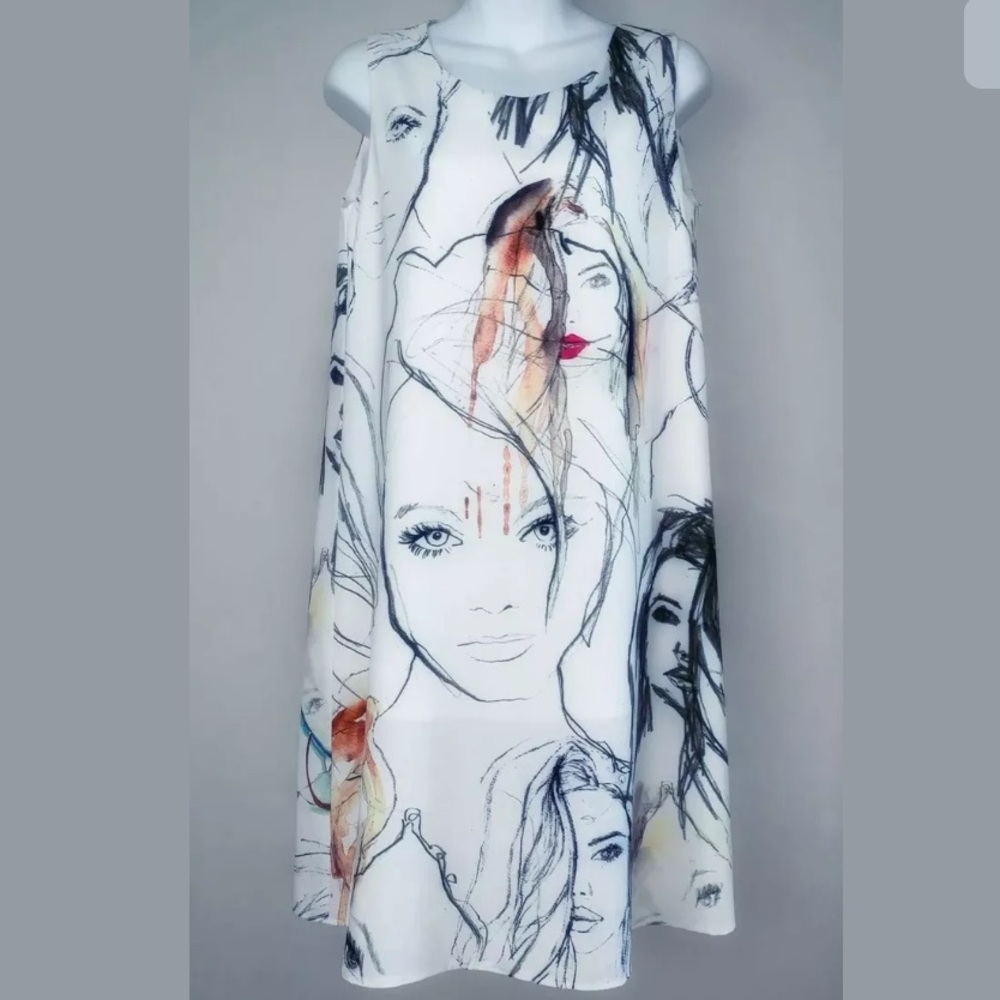 D&M by 1001 Dress- European Abstract Faces Dress